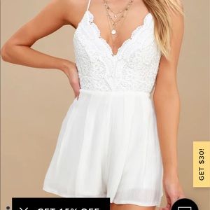 Lulus crochet lace white v neck romper